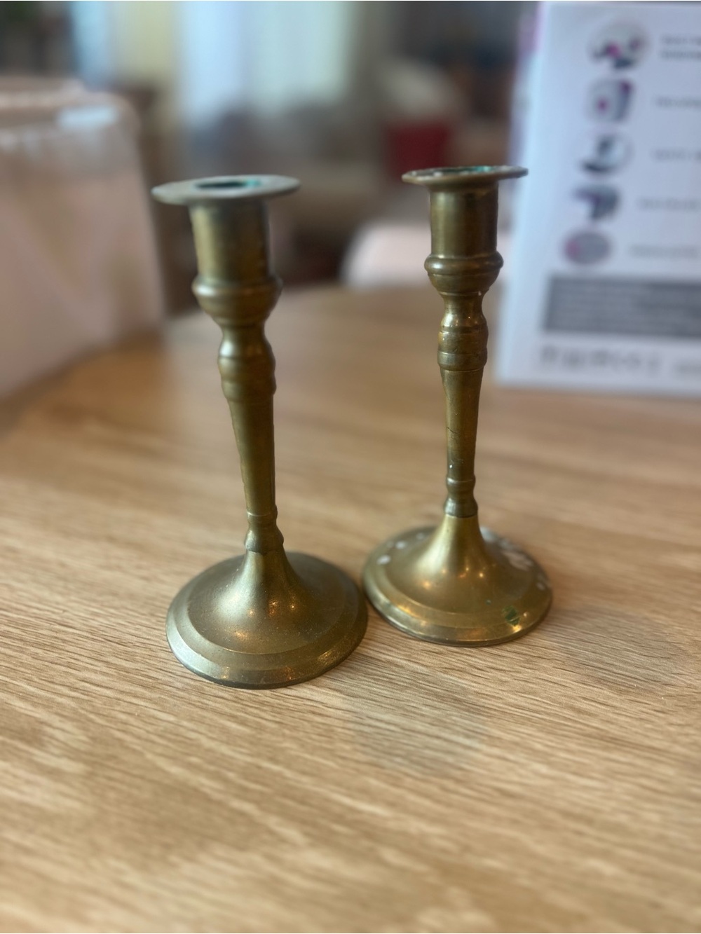 Antique-Style Brass Taper Candle Holders, Set of 2